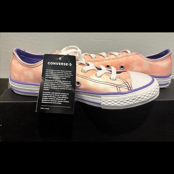 New Converse Youth Size 2.5 Coral/Purple/White - Picture 5 of 5
